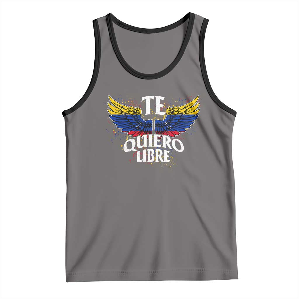 Venezuelan Pride Tank Top Te Quiero Libre Venezuela Flag Wings TS11 Deep Heather Black Print Your Wear