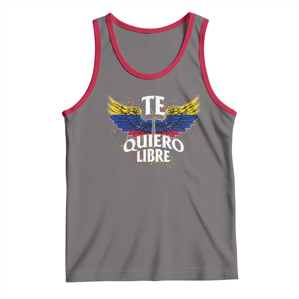 Venezuelan Pride Tank Top Te Quiero Libre Venezuela Flag Wings TS11 Deep Heather Red Print Your Wear