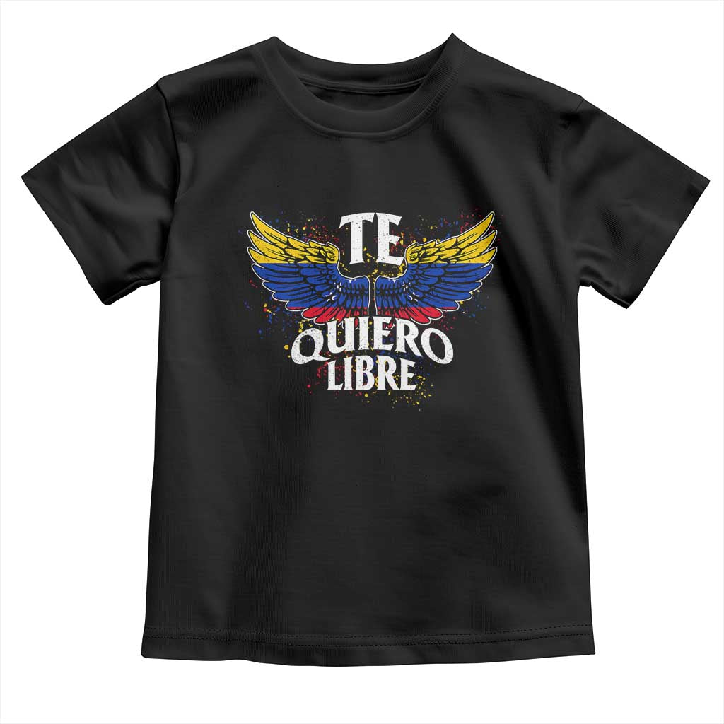 Venezuelan Pride Toddler T Shirt Te Quiero Libre Venezuela Flag Wings TS11 Black Print Your Wear