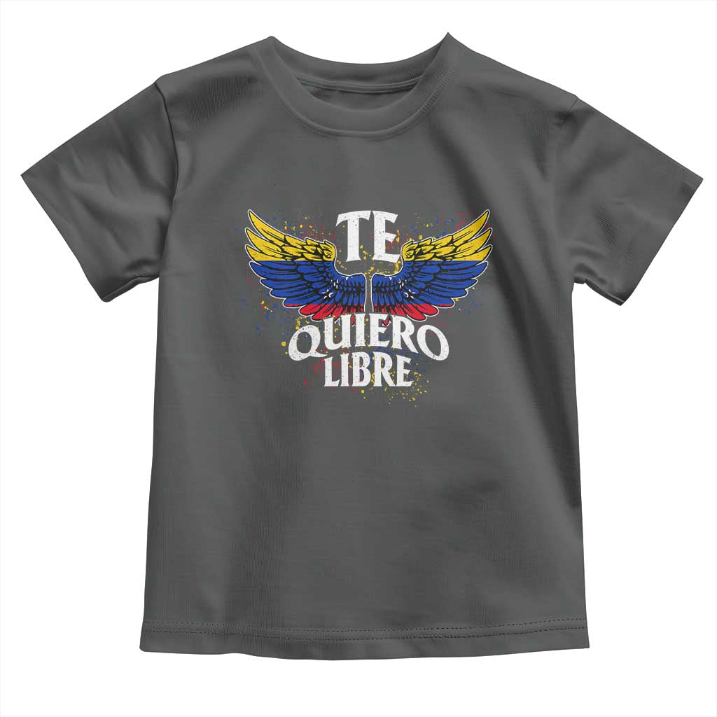 Venezuelan Pride Toddler T Shirt Te Quiero Libre Venezuela Flag Wings TS11 Dark Heather Print Your Wear