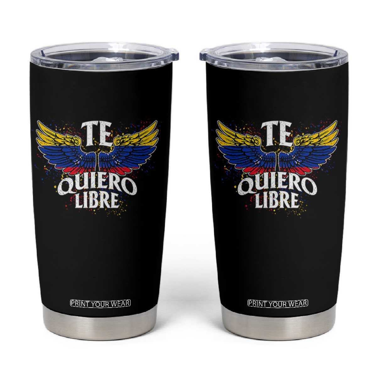 Venezuelan Pride Tumbler Cup Te Quiero Libre Venezuela Flag Wings TS11 Black Print Your Wear