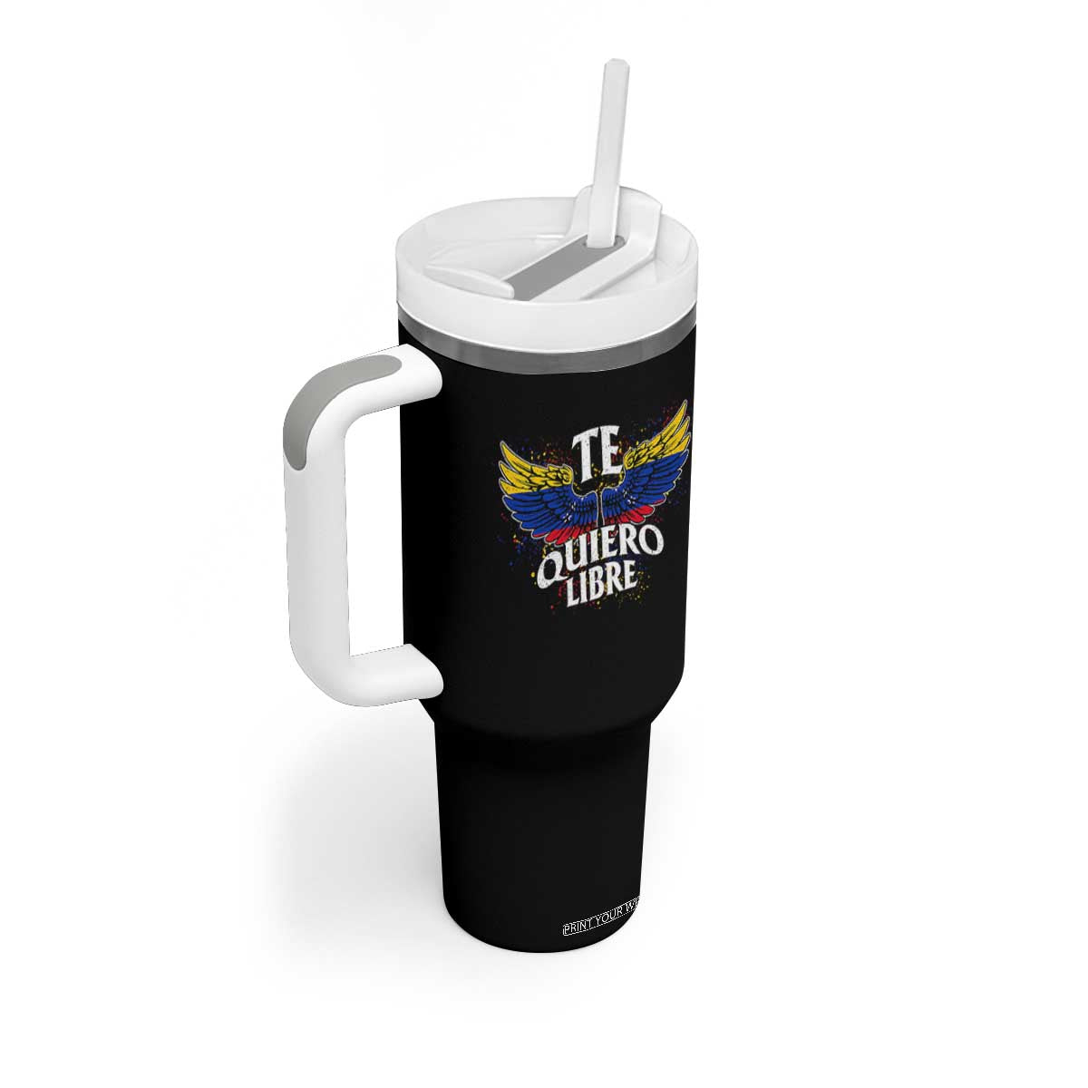Venezuelan Pride Tumbler With Handle Te Quiero Libre Venezuela Flag Wings TS11 Print Your Wear
