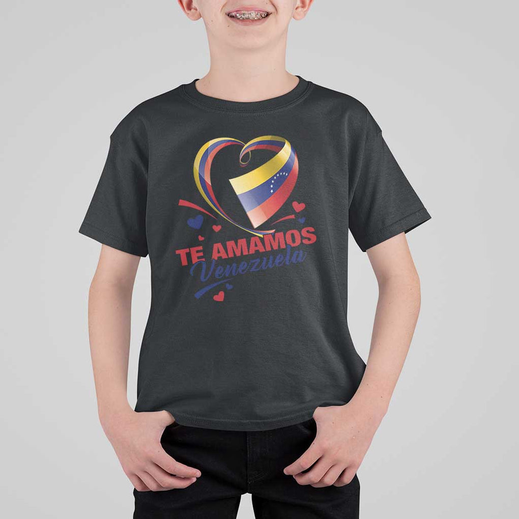 Venezuelan Pride T Shirt For Kid Te Amamos Venezuela Flag Heart TS11 Black Print Your Wear