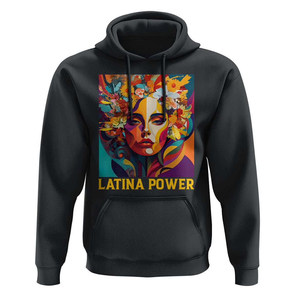Latina Power Hoodie Hispanic Heritage Month Women Flowers Geometric Painting TS11 Black Print Your Wear