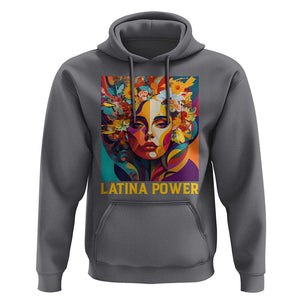 Latina Power Hoodie Hispanic Heritage Month Women Flowers Geometric Painting TS11 Charcoal Print Your Wear