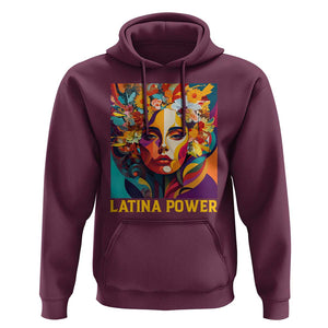 Latina Power Hoodie Hispanic Heritage Month Women Flowers Geometric Painting TS11 Maroon Print Your Wear