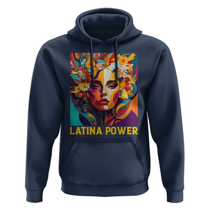 Latina Power Hoodie Hispanic Heritage Month Women Flowers Geometric Painting TS11 Navy Print Your Wear