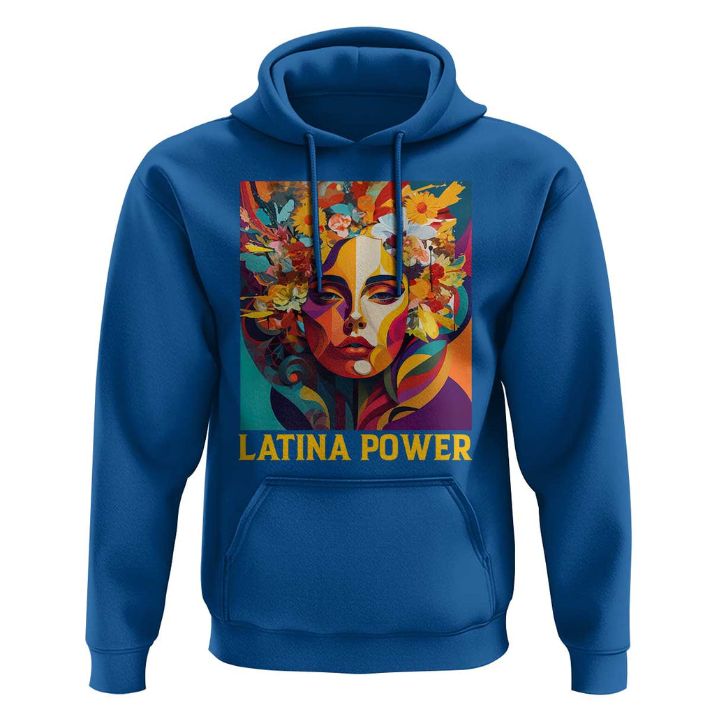 Latina Power Hoodie Hispanic Heritage Month Women Flowers Geometric Painting TS11 Royal Blue Print Your Wear