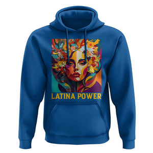 Latina Power Hoodie Hispanic Heritage Month Women Flowers Geometric Painting TS11 Royal Blue Print Your Wear