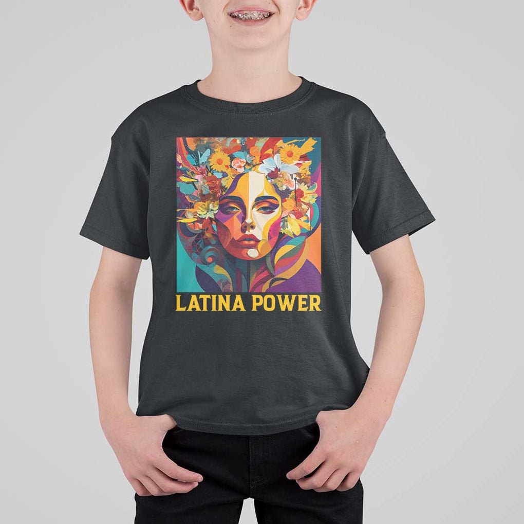 Latina Power T Shirt For Kid Hispanic Heritage Month Women Flowers Geometric Painting TS11 Black Print Your Wear