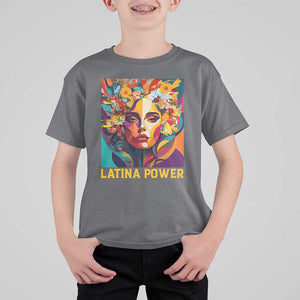 Latina Power T Shirt For Kid Hispanic Heritage Month Women Flowers Geometric Painting TS11 Charcoal Print Your Wear