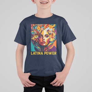 Latina Power T Shirt For Kid Hispanic Heritage Month Women Flowers Geometric Painting TS11 Navy Print Your Wear