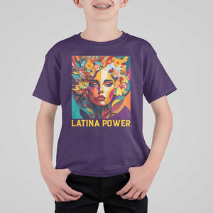Latina Power T Shirt For Kid Hispanic Heritage Month Women Flowers Geometric Painting TS11 Purple Print Your Wear