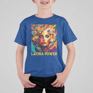 Latina Power T Shirt For Kid Hispanic Heritage Month Women Flowers Geometric Painting TS11 Royal Blue Print Your Wear