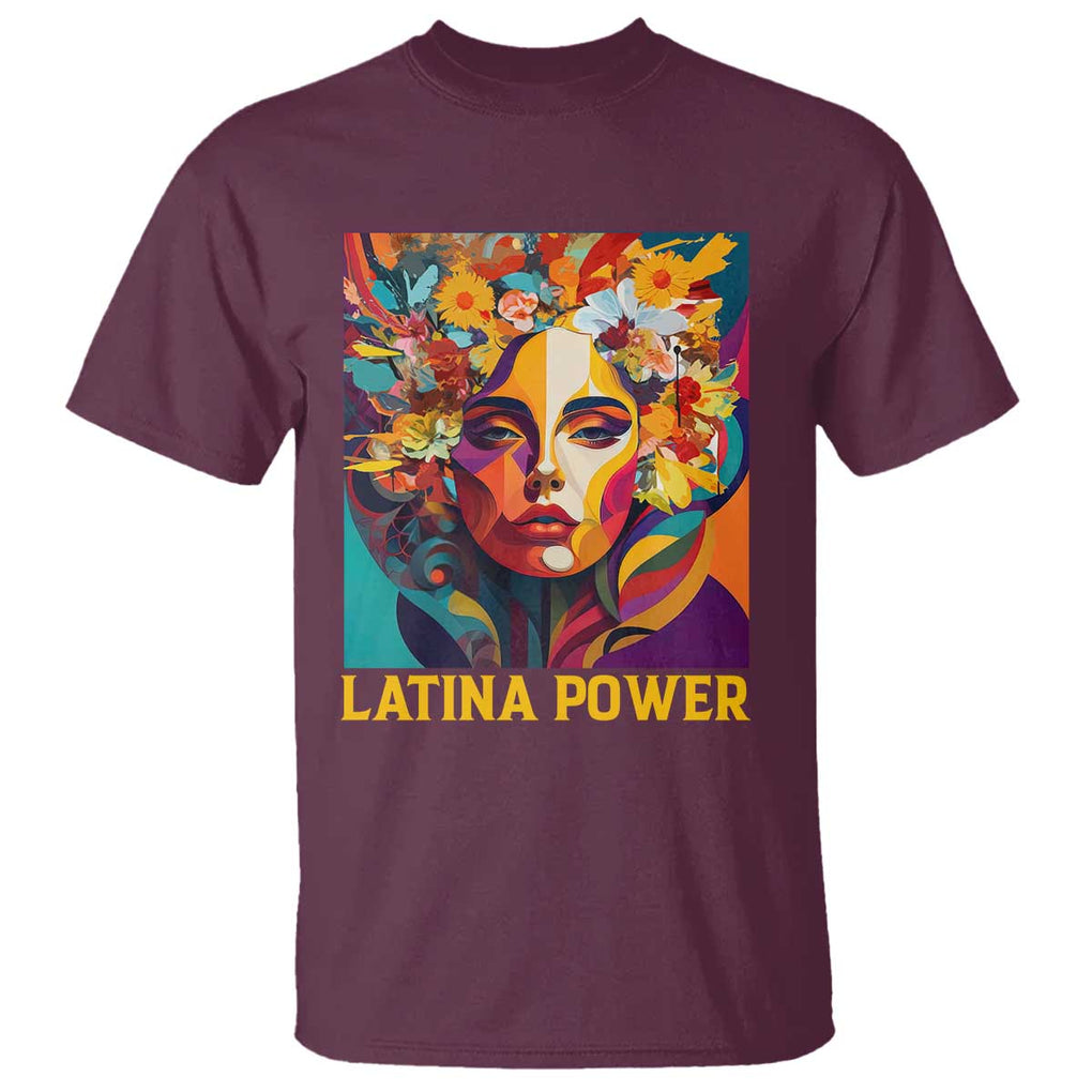 Latina Power T Shirt Hispanic Heritage Month Women Flowers Geometric Painting TS11 Maroon Print Your Wear