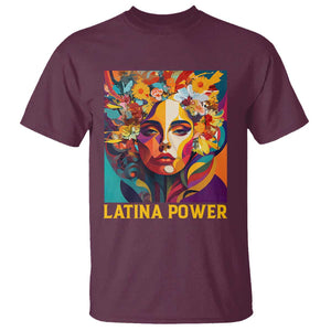 Latina Power T Shirt Hispanic Heritage Month Women Flowers Geometric Painting TS11 Maroon Print Your Wear