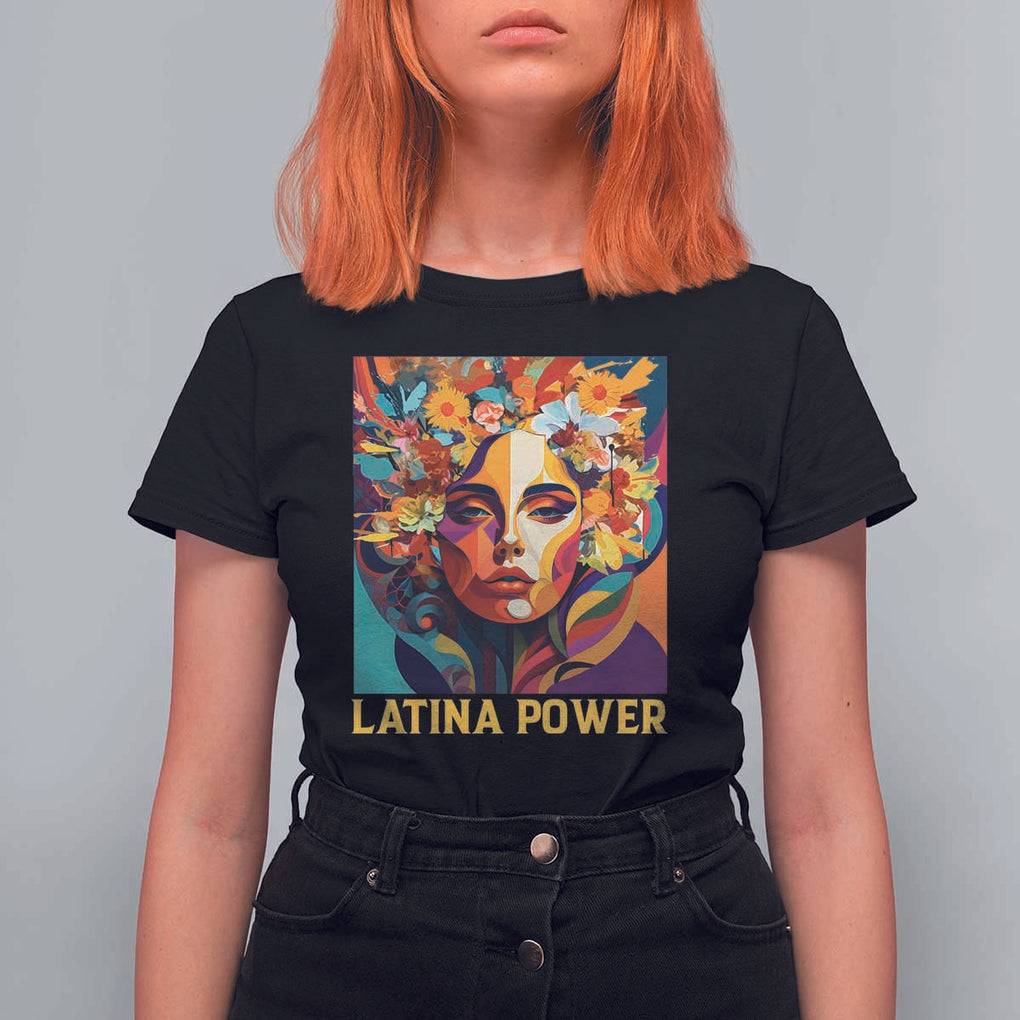 Latina Power T Shirt For Women Hispanic Heritage Month Women Flowers Geometric Painting TS11 Black Print Your Wear