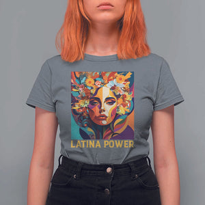 Latina Power T Shirt For Women Hispanic Heritage Month Women Flowers Geometric Painting TS11 Charcoal Print Your Wear