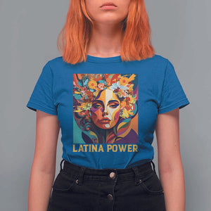 Latina Power T Shirt For Women Hispanic Heritage Month Women Flowers Geometric Painting TS11 Royal Blue Print Your Wear