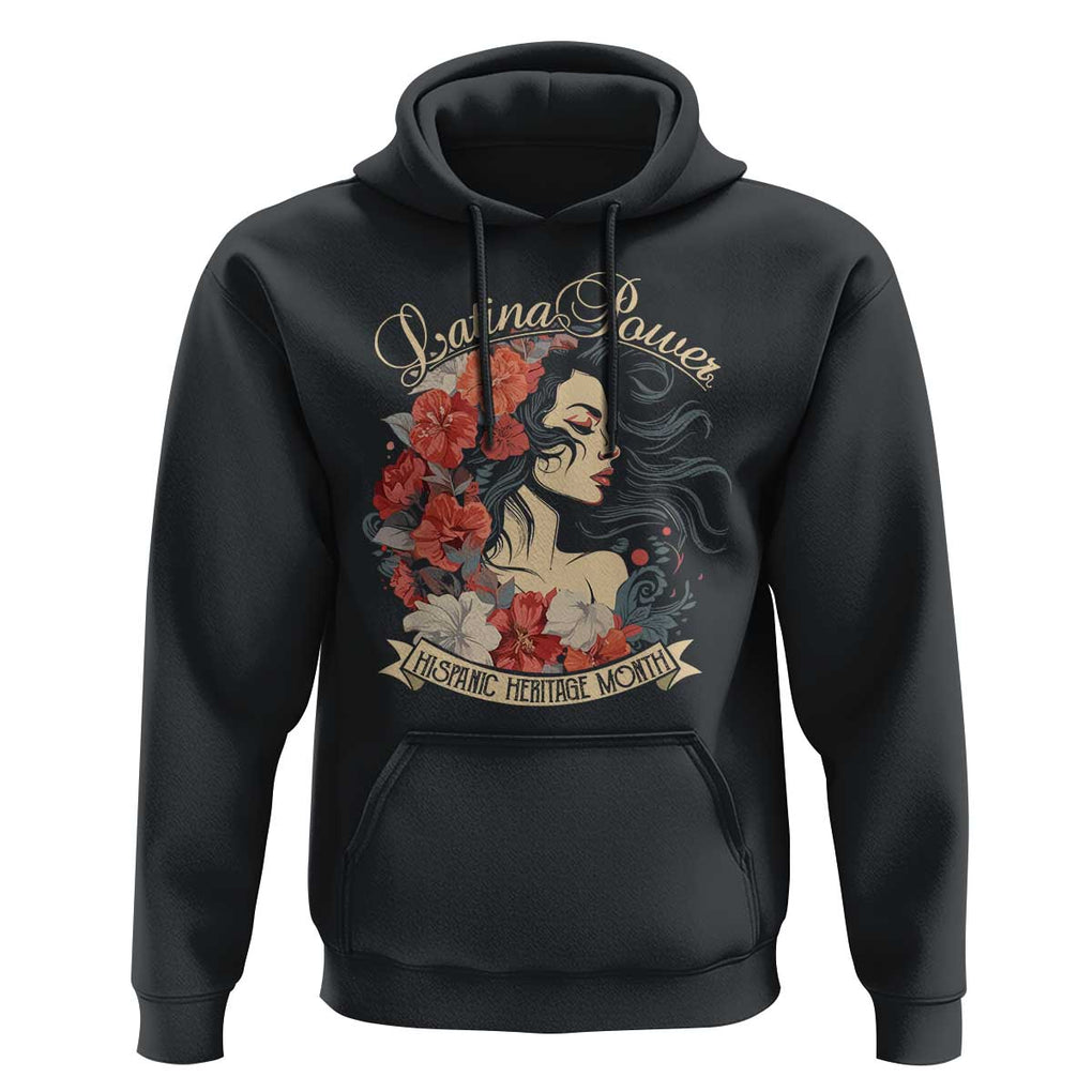 Latina Power Hoodie Hispanic Heritage Month Vintage Women Flowers TS11 Black Print Your Wear