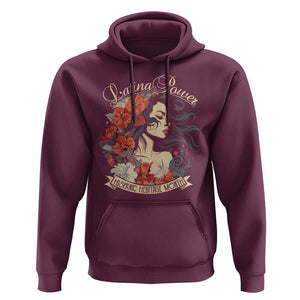 Latina Power Hoodie Hispanic Heritage Month Vintage Women Flowers TS11 Maroon Print Your Wear