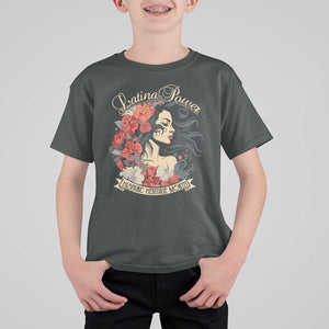 Latina Power T Shirt For Kid Hispanic Heritage Month Vintage Women Flowers TS11 Dark Heather Print Your Wear