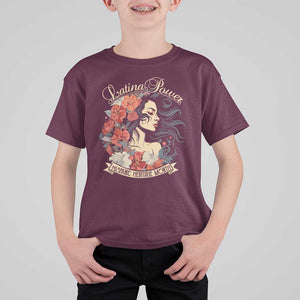 Latina Power T Shirt For Kid Hispanic Heritage Month Vintage Women Flowers TS11 Maroon Print Your Wear