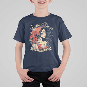 Latina Power T Shirt For Kid Hispanic Heritage Month Vintage Women Flowers TS11 Navy Print Your Wear