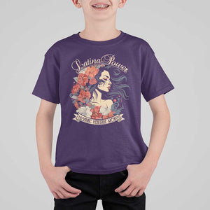 Latina Power T Shirt For Kid Hispanic Heritage Month Vintage Women Flowers TS11 Purple Print Your Wear