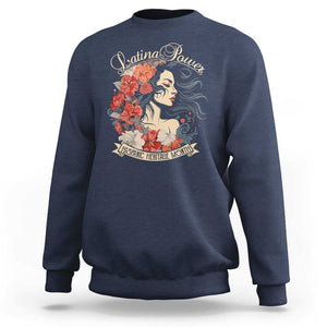 Latina Power Sweatshirt Hispanic Heritage Month Vintage Women Flowers TS11 Navy Print Your Wear