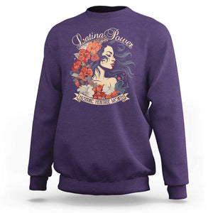 Latina Power Sweatshirt Hispanic Heritage Month Vintage Women Flowers TS11 Purple Print Your Wear