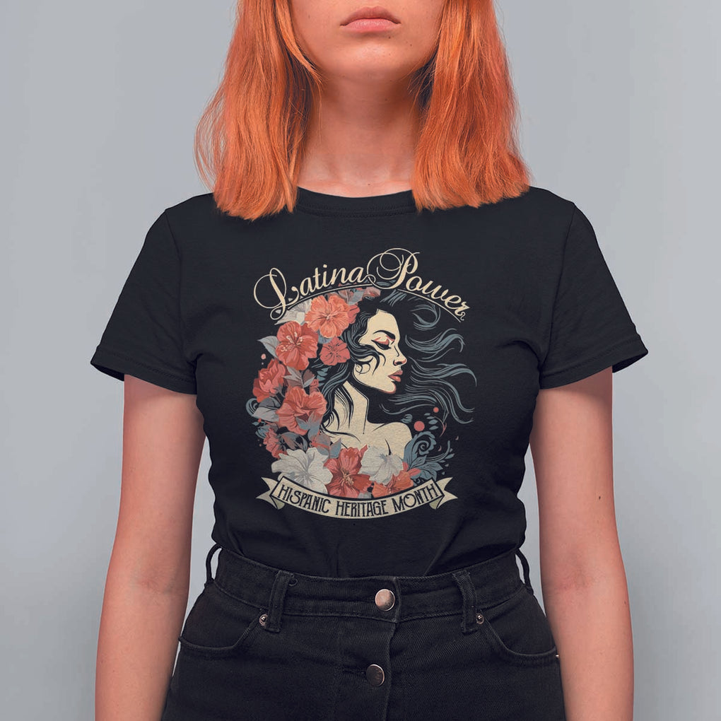 Latina Power T Shirt For Women Hispanic Heritage Month Vintage Women Flowers TS11 Black Print Your Wear