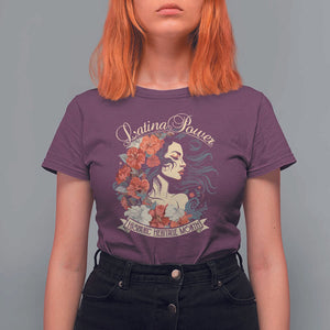 Latina Power T Shirt For Women Hispanic Heritage Month Vintage Women Flowers TS11 Maroon Print Your Wear