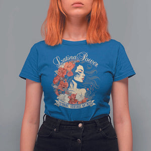 Latina Power T Shirt For Women Hispanic Heritage Month Vintage Women Flowers TS11 Royal Blue Print Your Wear