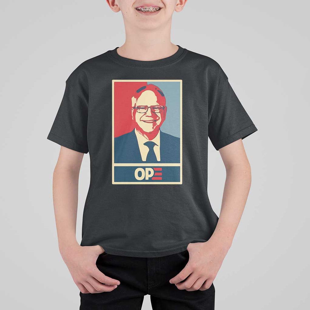 Harris Walz 2024 T Shirt For Kid Ope Tim Presidential Election Portrait TS11 Black Print Your Wear