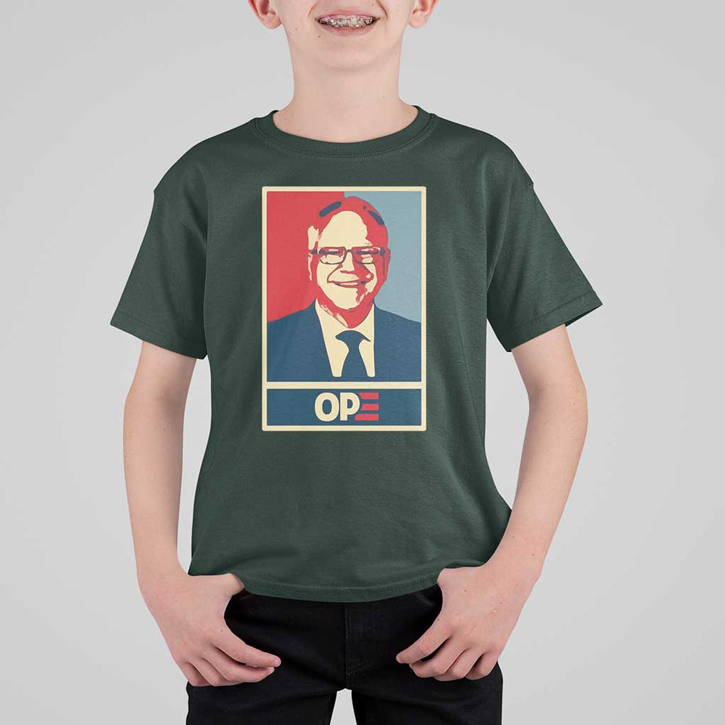 Harris Walz 2024 T Shirt For Kid Ope Tim Presidential Election Portrait TS11 Dark Forest Green Print Your Wear