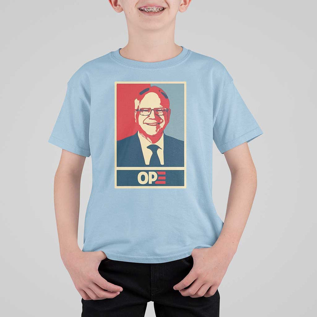 Harris Walz 2024 T Shirt For Kid Ope Tim Presidential Election Portrait TS11 Light Blue Print Your Wear