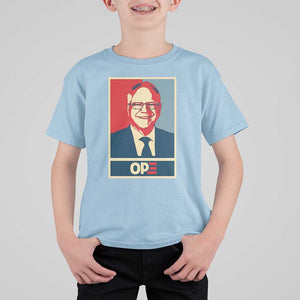 Harris Walz 2024 T Shirt For Kid Ope Tim Presidential Election Portrait TS11 Light Blue Print Your Wear