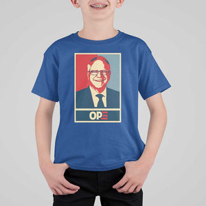 Harris Walz 2024 T Shirt For Kid Ope Tim Presidential Election Portrait TS11 Royal Blue Print Your Wear