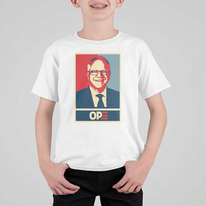 Harris Walz 2024 T Shirt For Kid Ope Tim Presidential Election Portrait TS11 White Print Your Wear