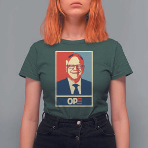 Harris Walz 2024 T Shirt For Women Ope Tim Presidential Election Portrait TS11 Dark Forest Green Print Your Wear