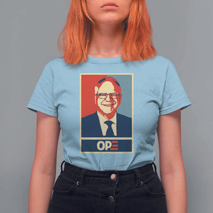 Harris Walz 2024 T Shirt For Women Ope Tim Presidential Election Portrait TS11 Light Blue Print Your Wear