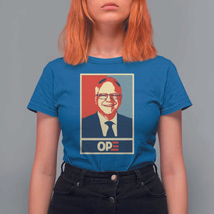 Harris Walz 2024 T Shirt For Women Ope Tim Presidential Election Portrait TS11 Royal Blue Print Your Wear