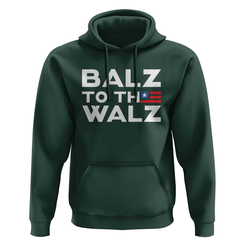 Funny Harris Walz Supporter Hoodie Balz To The Walz American Flag TS11 Dark Forest Green Print Your Wear