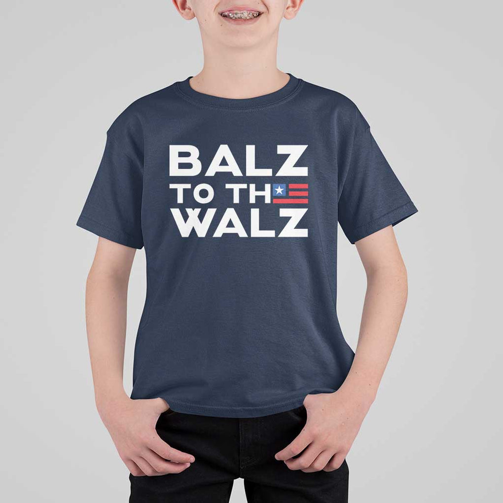 Funny Harris Walz Supporter T Shirt For Kid Balz To The Walz American Flag TS11 Navy Print Your Wear