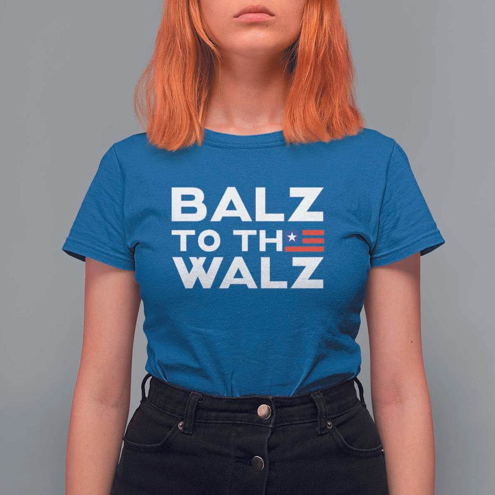 Funny Harris Walz Supporter T Shirt For Women Balz To The Walz American Flag TS11 Royal Blue Print Your Wear