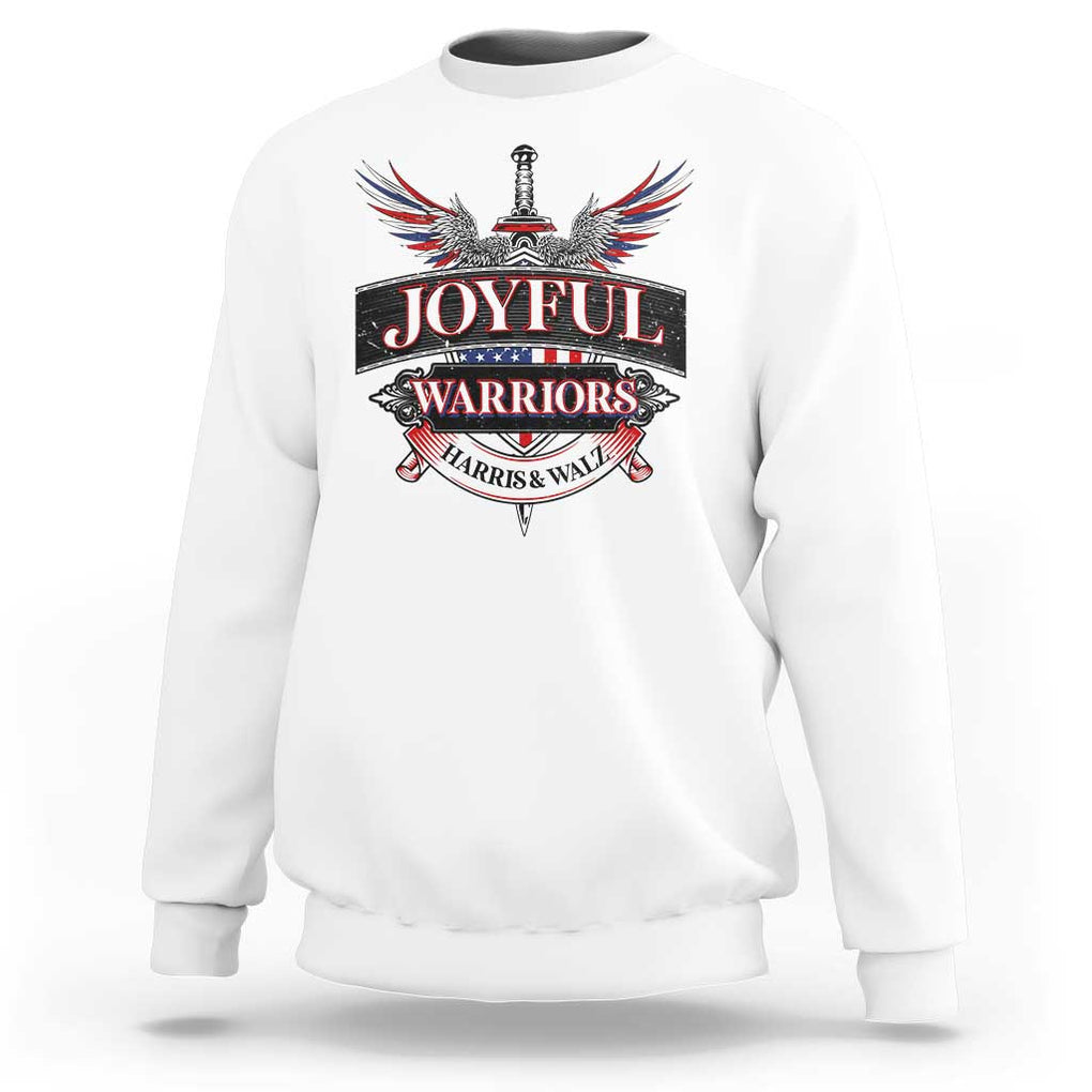 Harris Walz Sweatshirt Joyful Warriors Vintage Sword American Flag TS11 White Print Your Wear