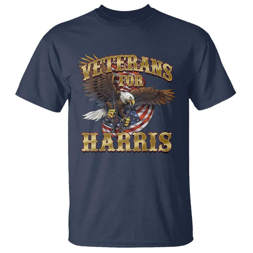 Veterans For Harris 2024 T Shirt Military Vintage Eagle Gun American Flag TS11 Navy Print Your Wear