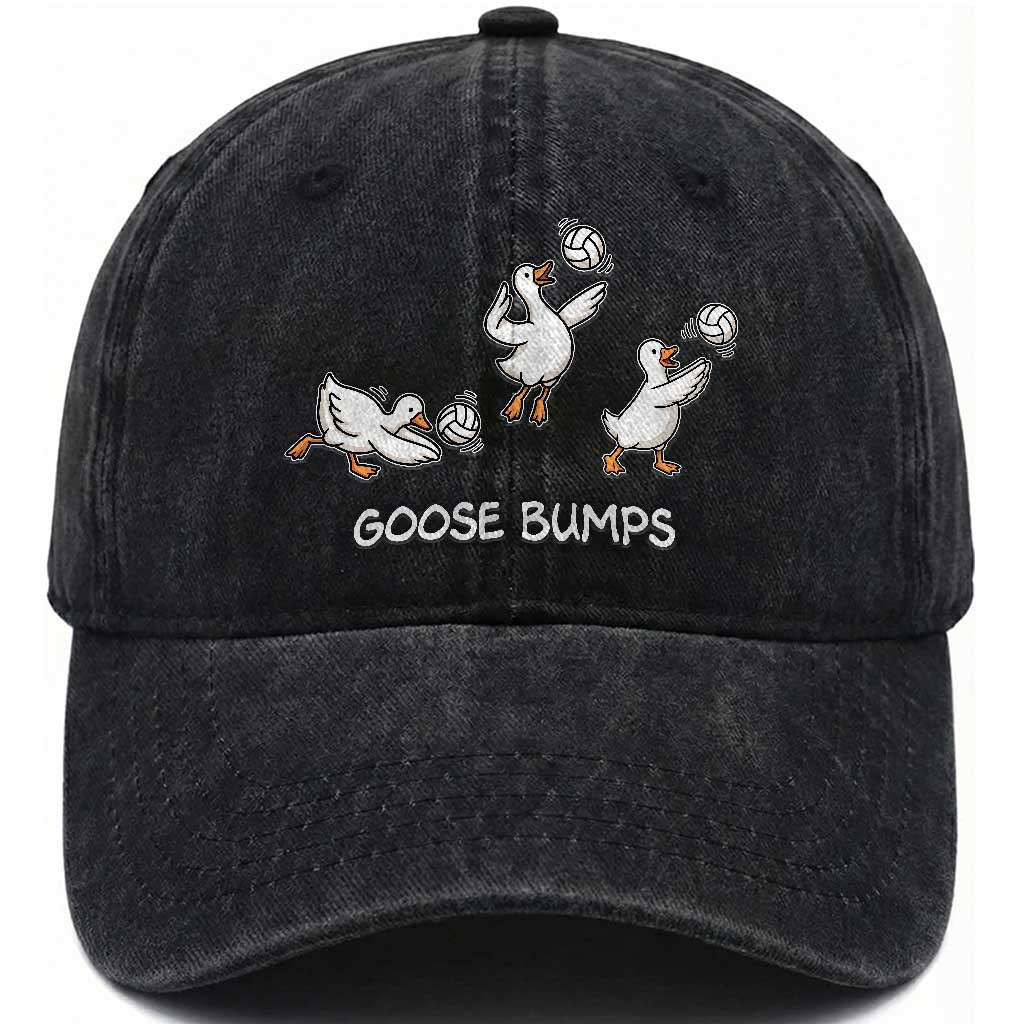 Goose Bumps Funny Volleyball Washed Cotton Baseball Cap Goose Sports Humor TS11 Print Your Wear