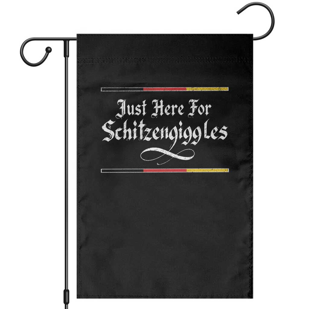 Just Here For Schitzengiggles Funny Oktoberfest Garden Flag German Beer Festival Humor